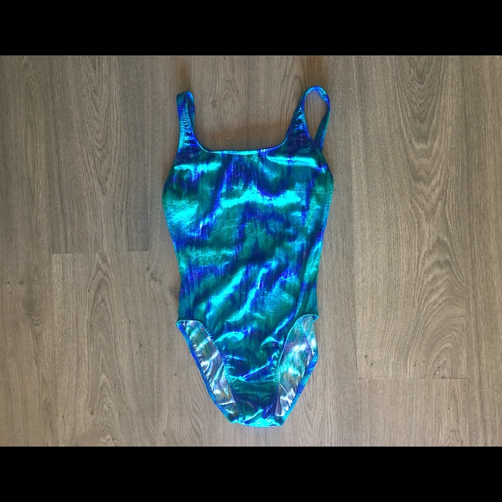 Shiny metallic vintage one piece swimsuit